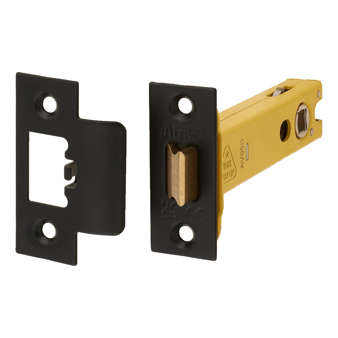 Heavy Duty Bolt Through Tubular Latch - 103mm Case - 82mm Backset - Square - Matt Black