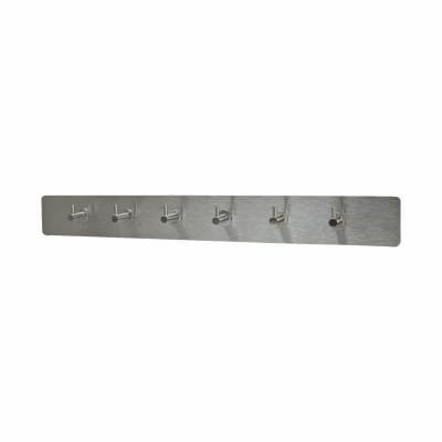 Hook on Plate - 640 x 75mm - 6 Hooks - Satin Stainless Steel