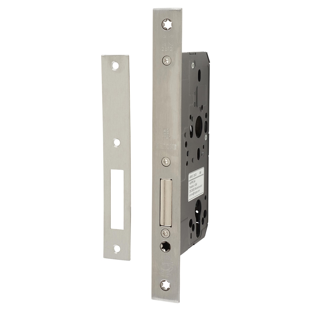 DIN Deadlock - 88mm Case - 60mm Backset - Square - Satin Stainless Steel