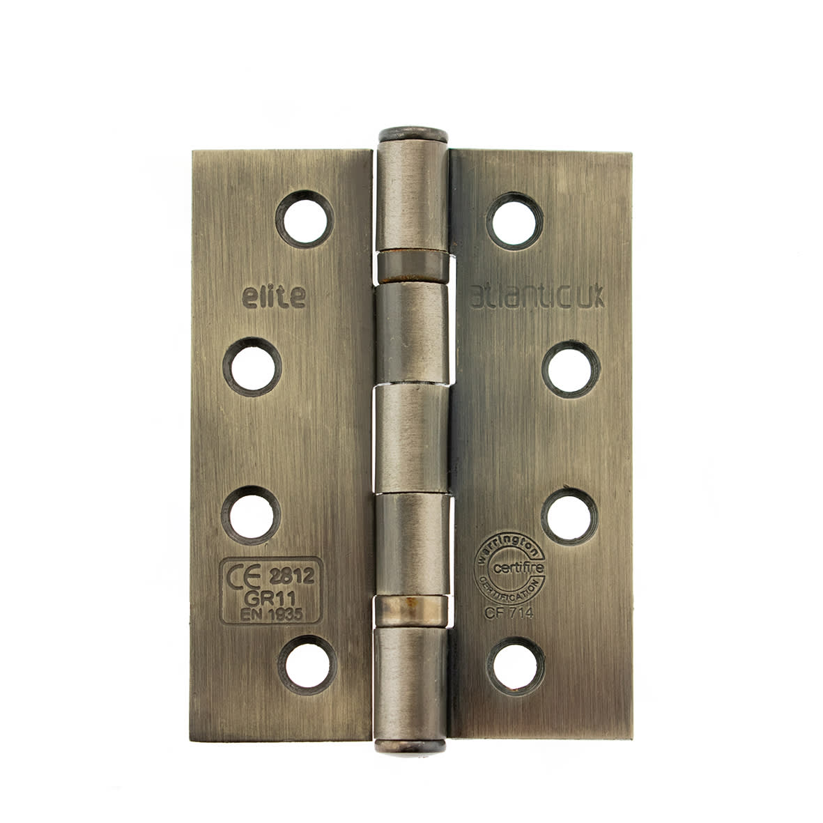 Twin Ball Bearing Grade 11 Butt Fire Door Hinge - 102 x 75 x 2.5mm - Antique Brass - Pair