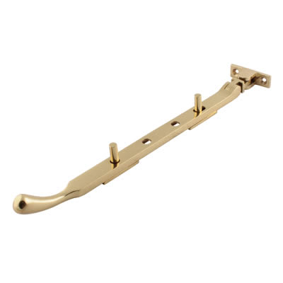 Cast Bulb End Casement Window Stay - 10"/250mm Length - Polished Brass