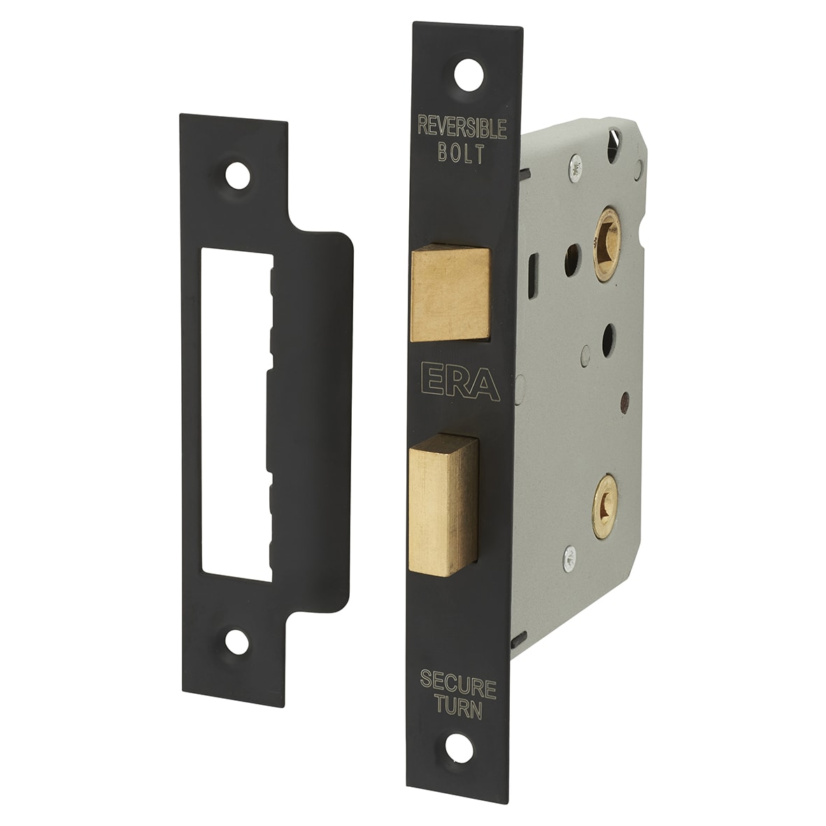 Bolt Through Bathroom Lock - 76mm Case - 56mm Backset - Matt Black