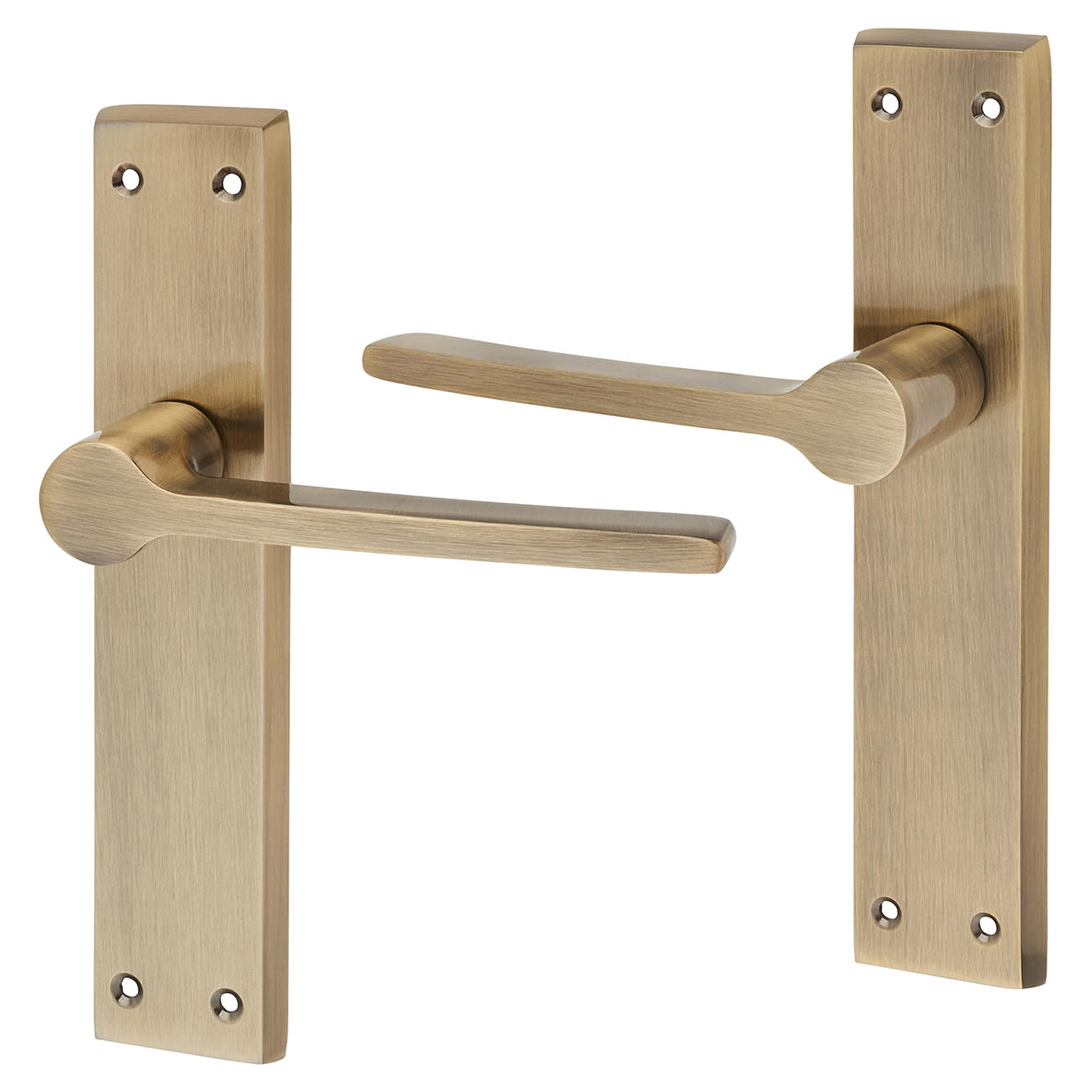 Antique Brass Latch Door Handles - Farley Range - 200 x 42mm