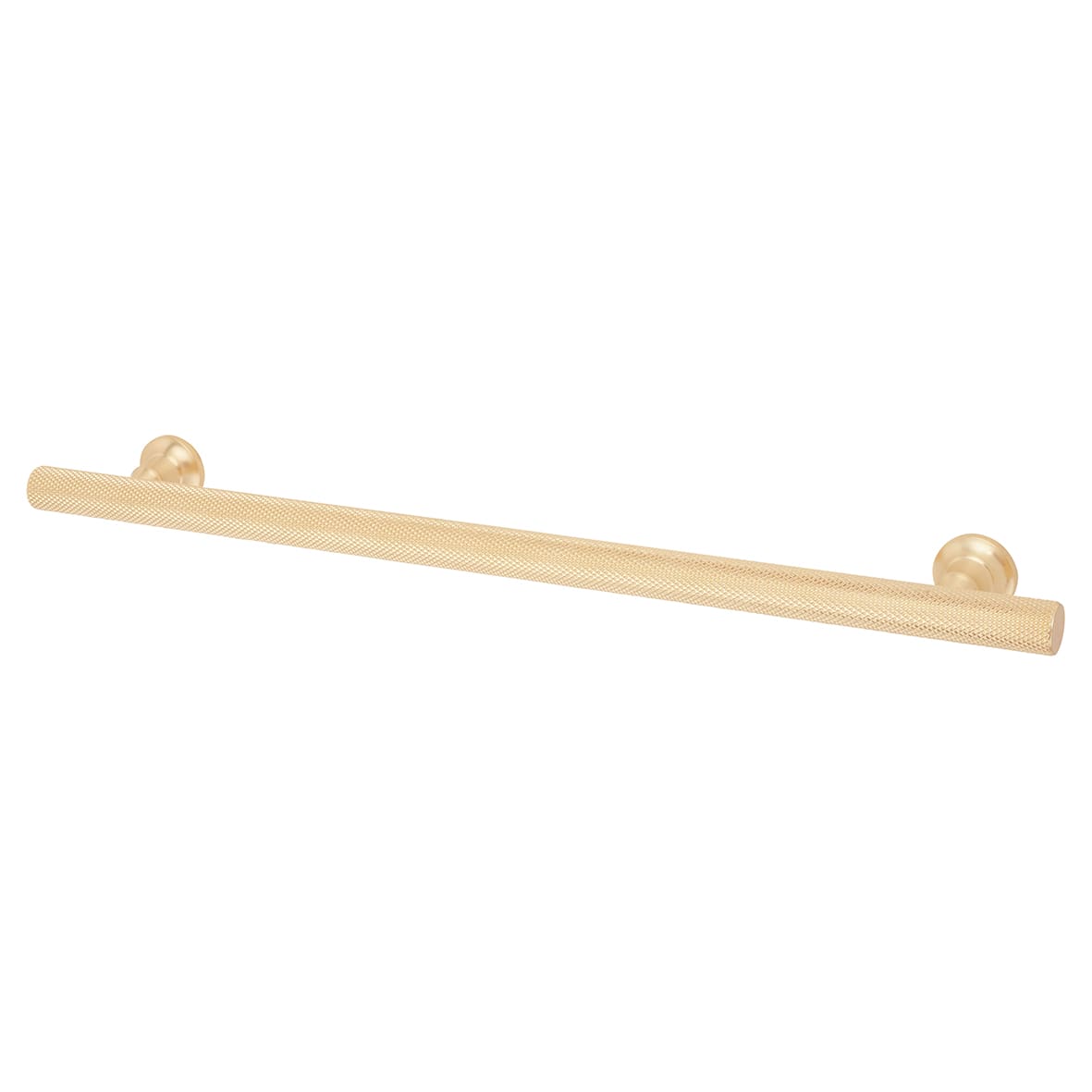 York 12mm Knurled T-Bar Cabinet Pull Handle - 224mm Centres - Satin Brass