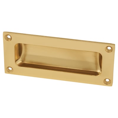 Rectangular Flush Cabinet Pull Handle - 102 x 45mm - Polished Brass