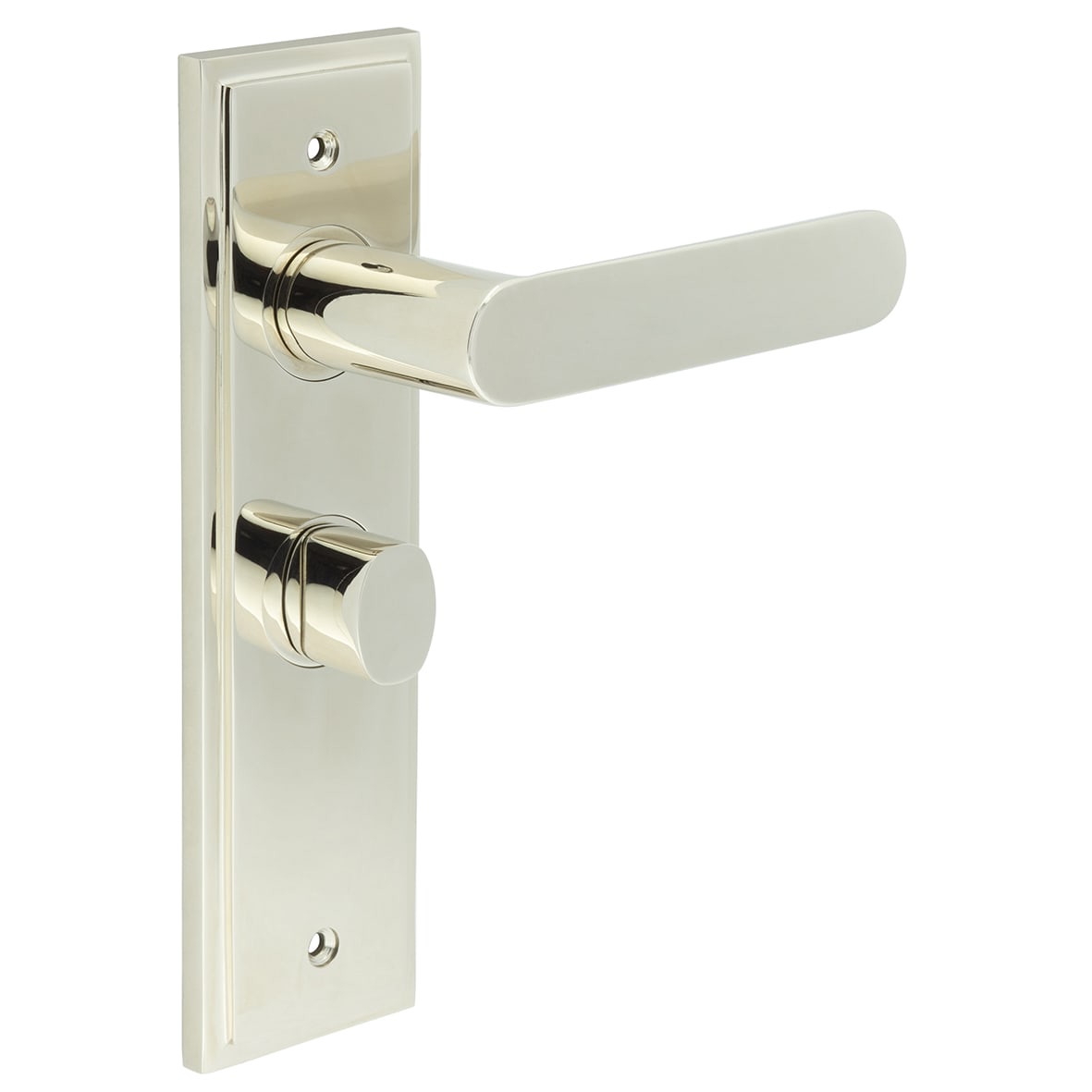Polished Nickel Fire Rated Bathroom Door Handles - Kensington - Inner 2 - 200 x 55mm