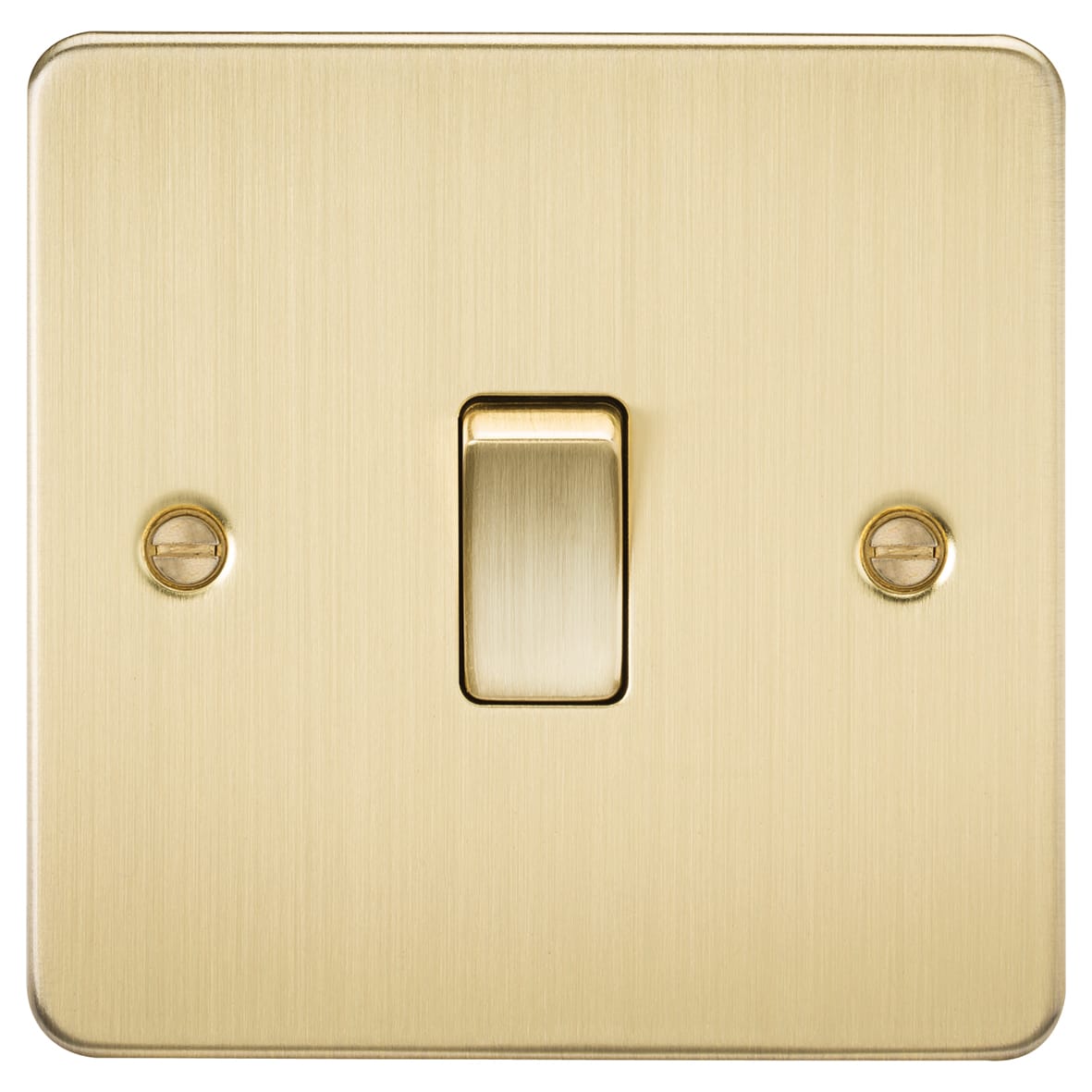 20A 1 Gang Flat Plate Double Pole Appliance Switch - Brushed Brass