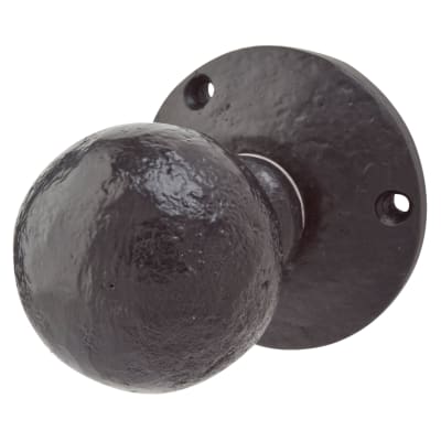 Antique Black Iron Ball Mortice Door Knob - 62mm Rose Diameter