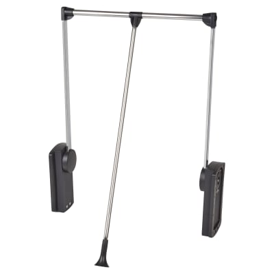 Heavy Duty Double Pull Down Soft Close Wardrobe Rail Lift - 720-950mm - Max 18kg - Black/Chrome