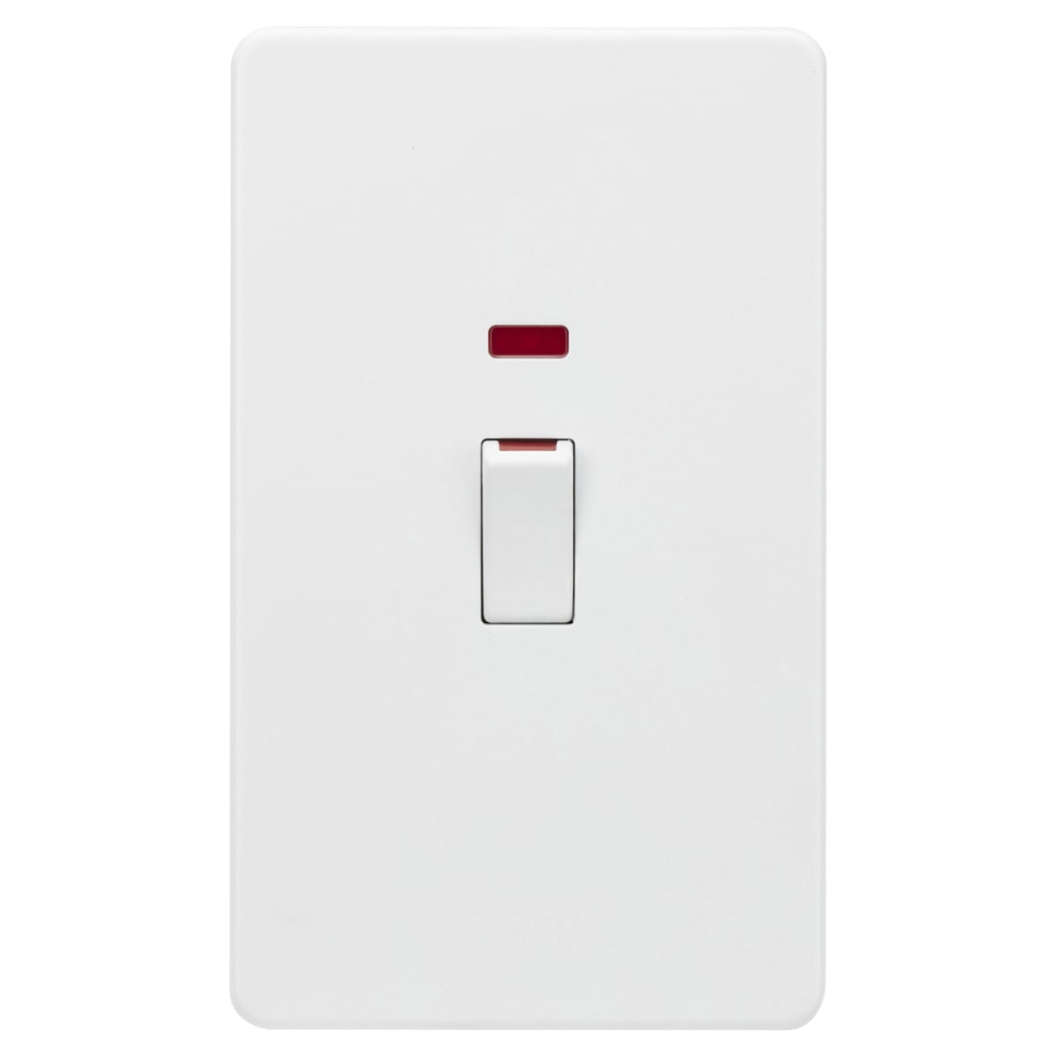 45A 2 Gang Screwless Double Pole Cooker Switch with Neon - Matt White
