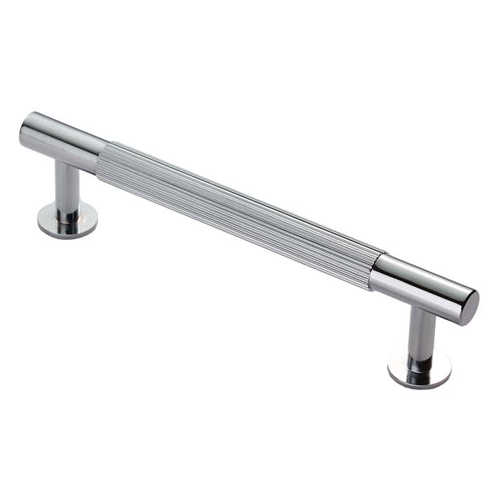 12.5mm Lines T-Bar Cabinet Pull Handle - 128mm Centres - Polished Chrome