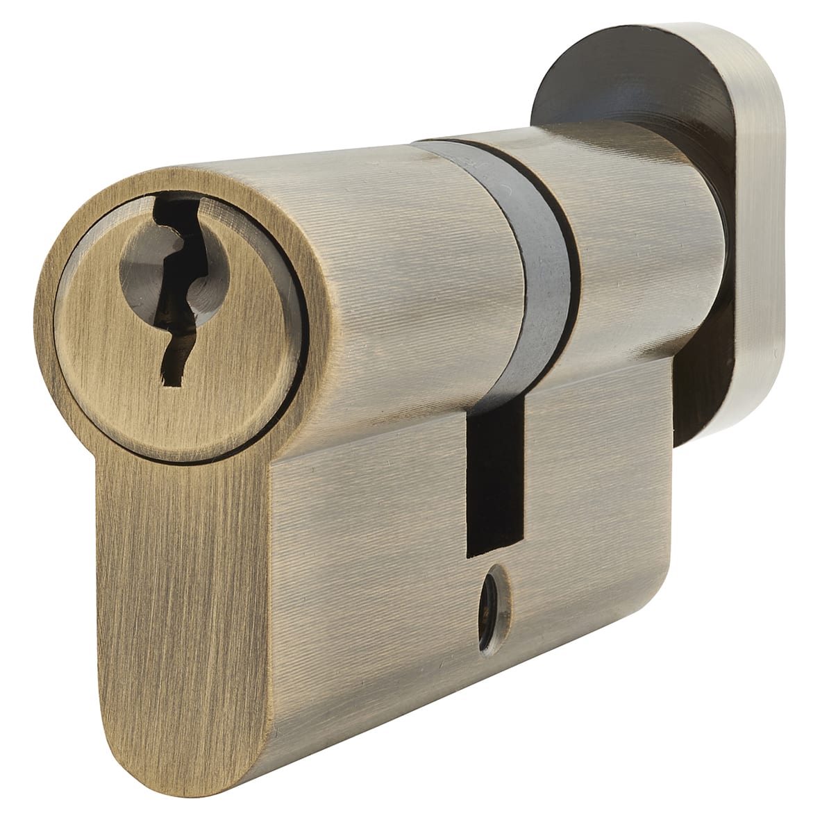 6 Pin 70mm Euro Thumbturn Cylinder - 35mm Turn + 35mm - Antique Brass - Keyed To Differ