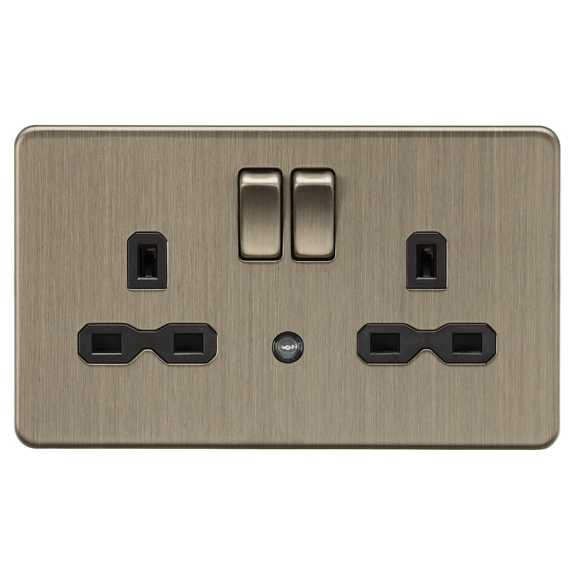 13A 2G DP Screwless Flat Plate Switched Socket & Nightlight Function - Antique Brass