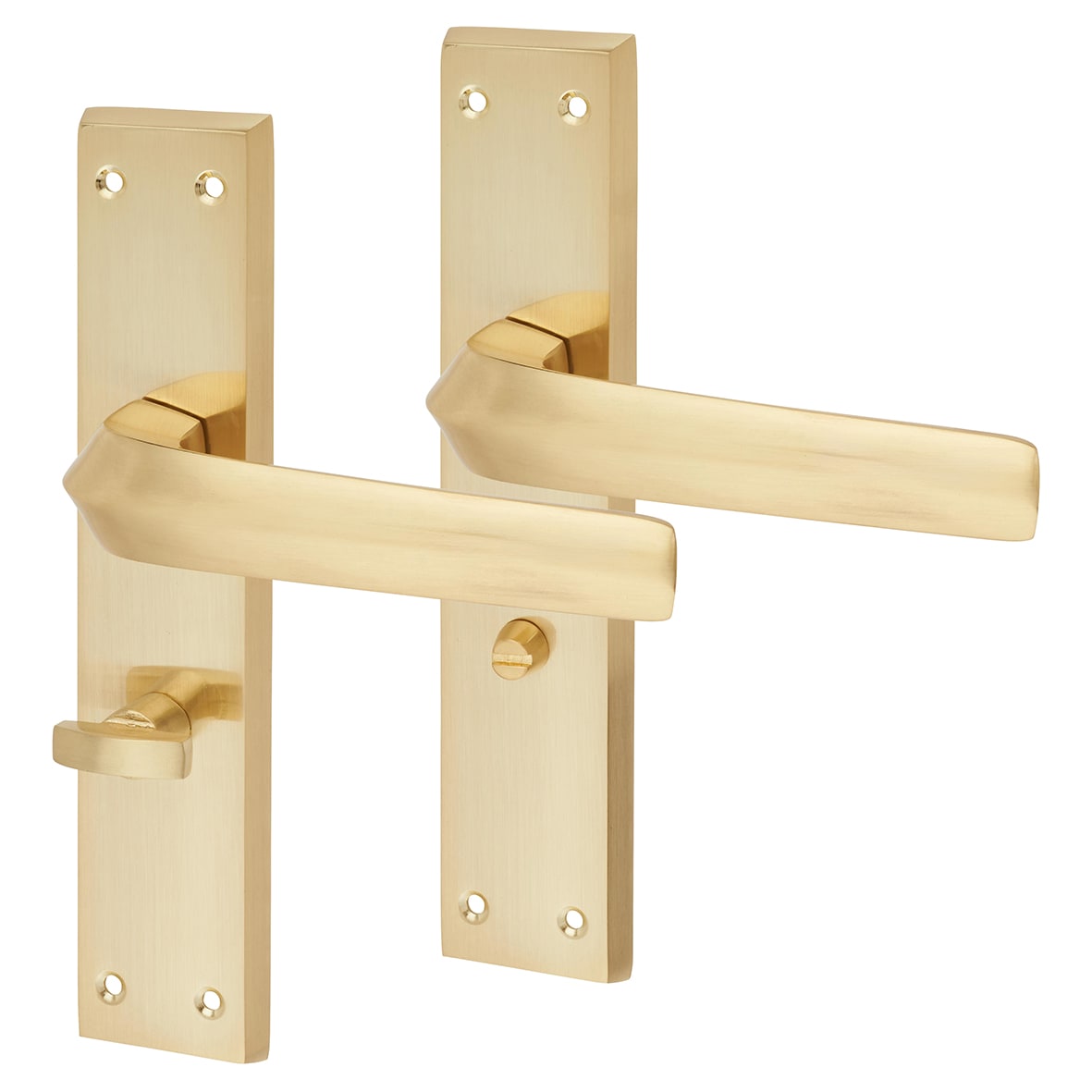 Satin Brass Bathroom Door Handles - Norley Range - 200 x 42mm