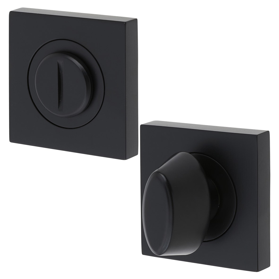 Brass Square Bathroom Turn & Release - 50mm Diameter - Matt Black