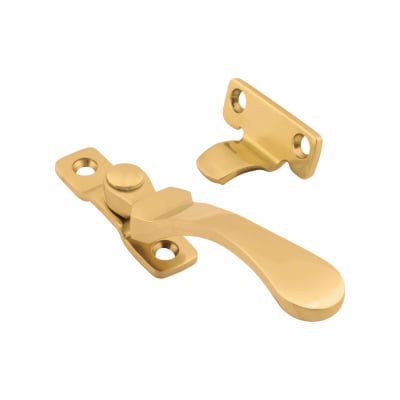 Cast Victorian Wedge Casement Window Fastener - Reversible - Polished Brass