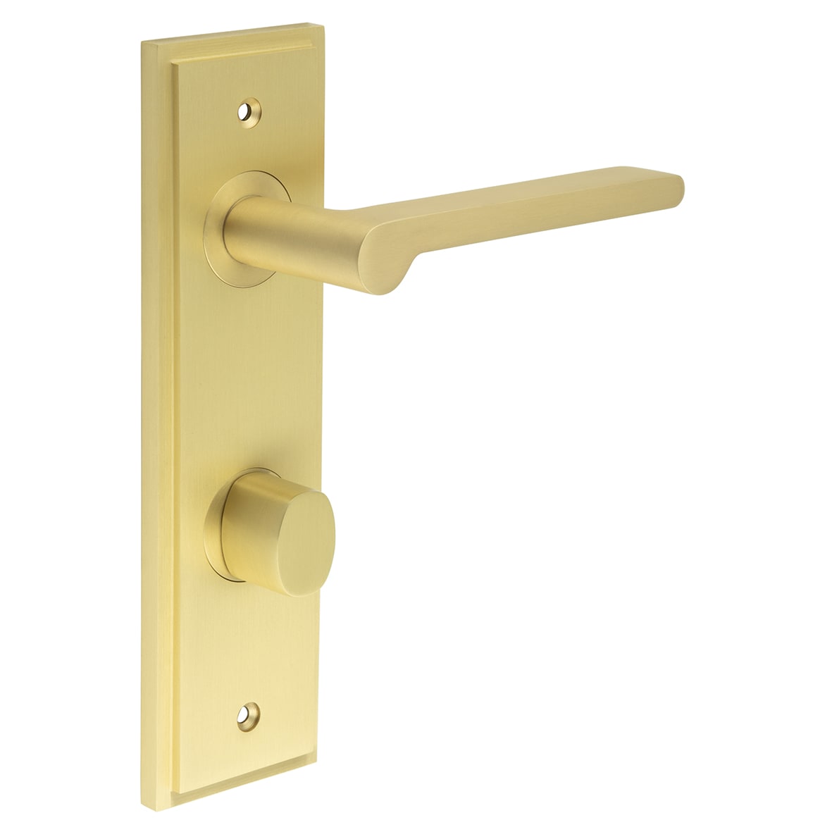 Satin Brass Fire Rated DIN Bathroom Door Handles - Fitzrovia - Inner 2 - 200 x 55mm