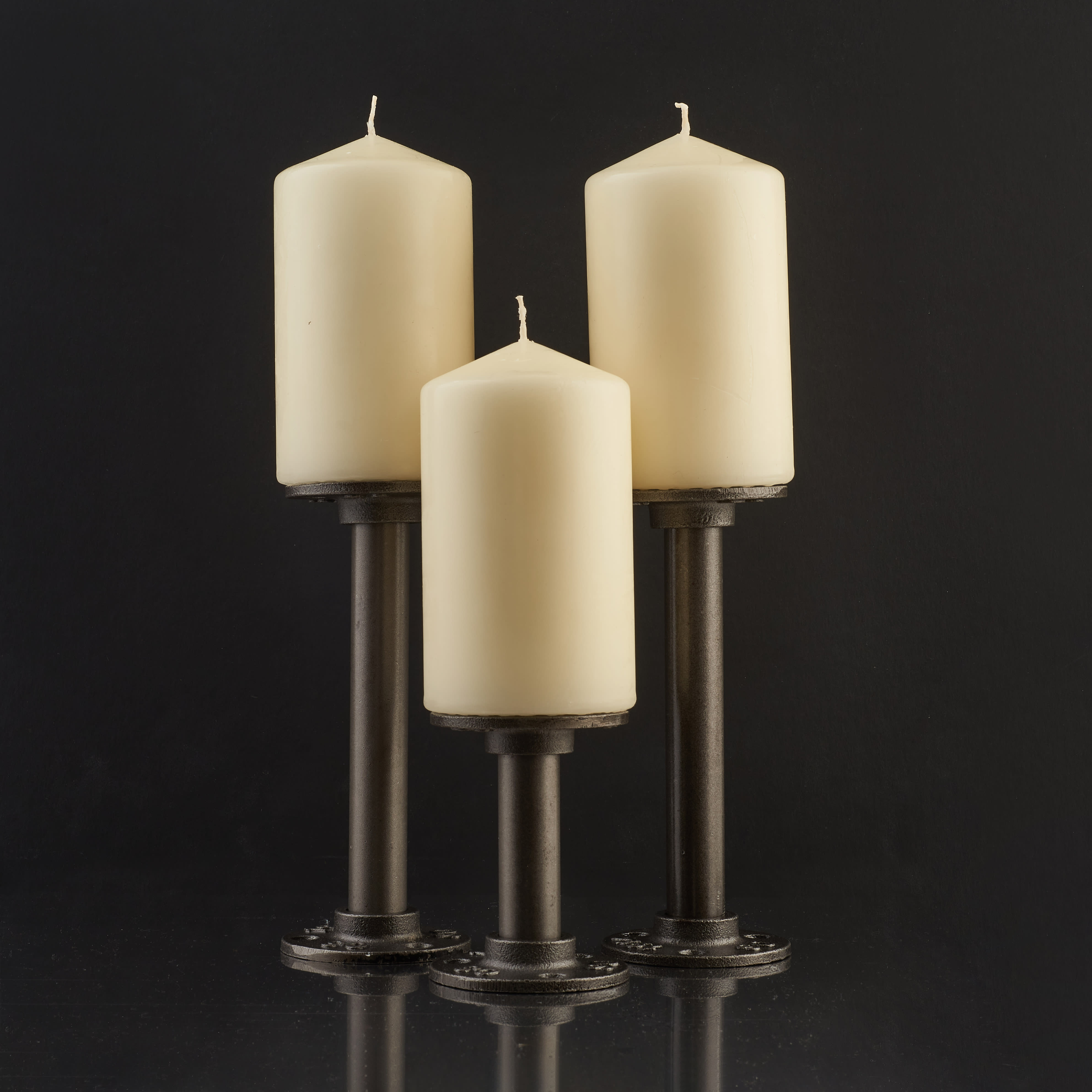 3/4" Pipe Single Candle Holder - Grey - Pack of 3