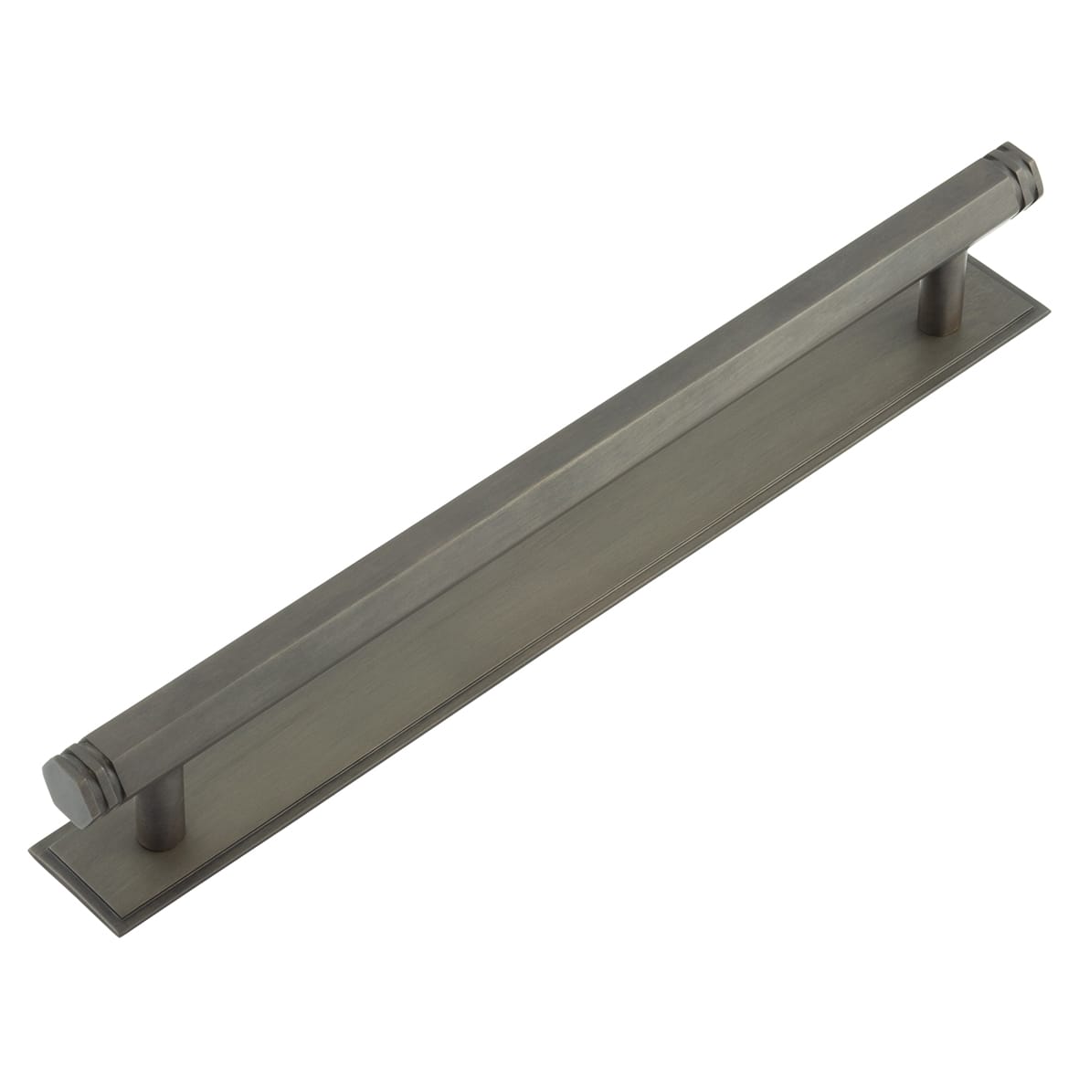 Nile 15mm Hex T-Bar Cabinet Pull Handle on Stepped Backplate - 224mm c/c - Dark Bronze