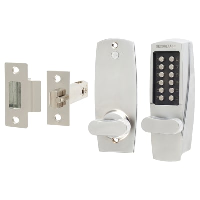 SBL700.S Push Button Code Lock and Latch - Holdback Option - Satin Chrome