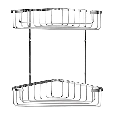 Wirework Large Corner Shower Basket - Two Tier - 305 x 275 x 165mm - Stainless Steel