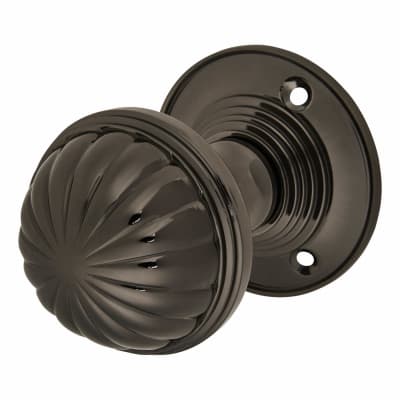 Black Nickel Fluted Mortice Door Knob - 65mm Rose Diameter