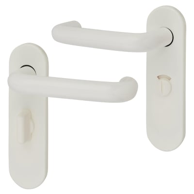Diamond White Nylon Steel Core Safety Bathroom Door Handles - 57m c/c - Paris Range
