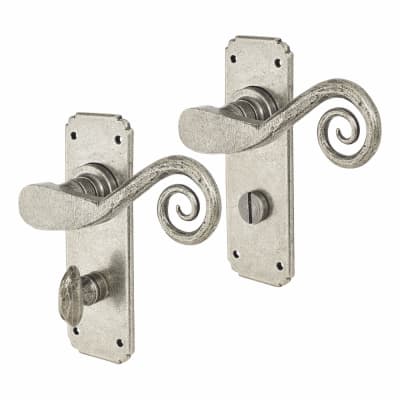 Pewter Monkey Tail Bathroom Door Handles - 152 x 52mm