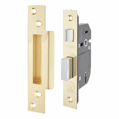 Heavy Duty:2007 Bolt Through 5 Lever Sashlock - 81mm Case - 58mm Backset - Polished Brass