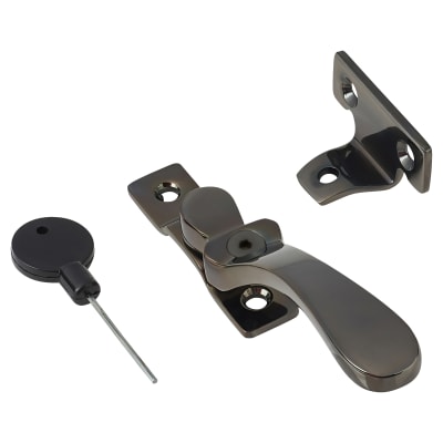 Victorian Locking Wedge Casement Window Fastener - Reversible - Black Nickel