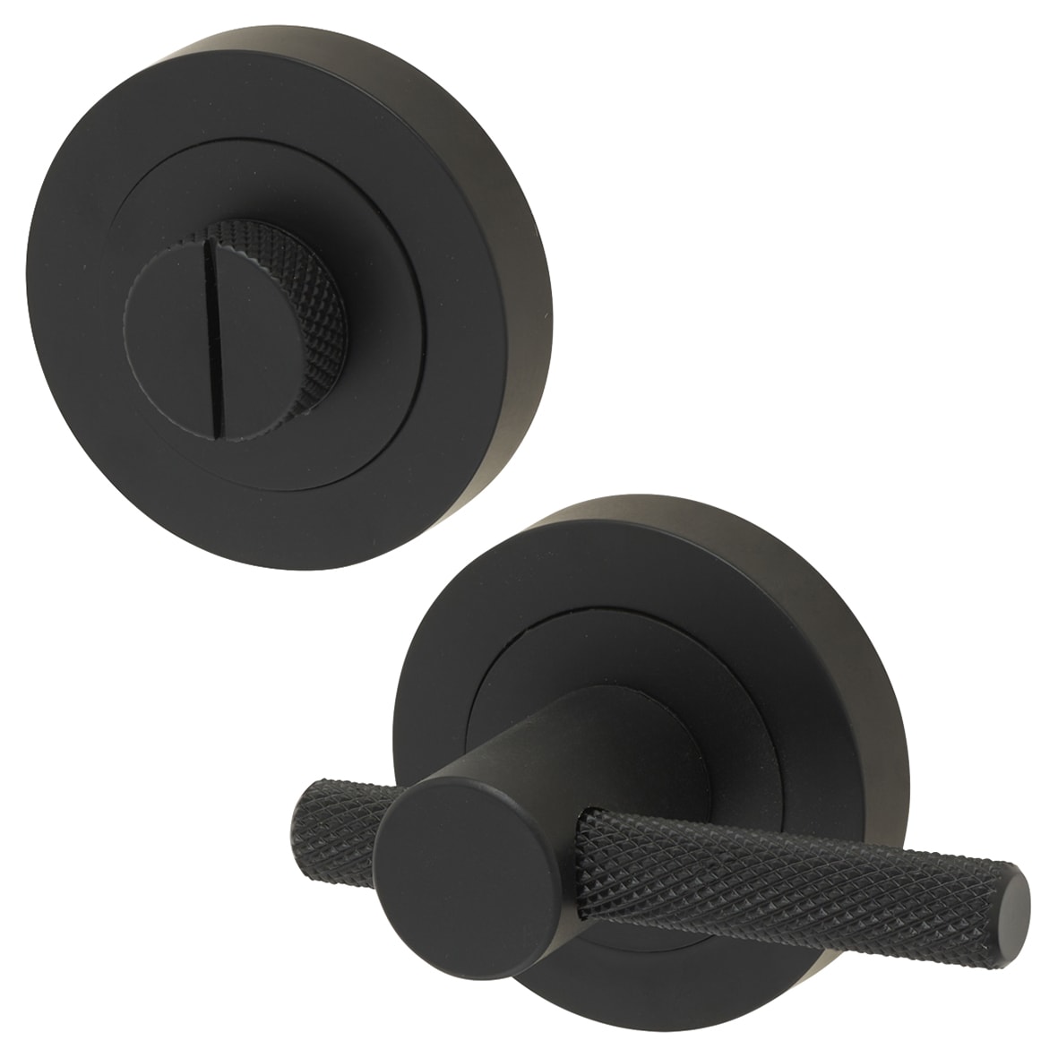 Knurled Easy Bathroom Turn & Release - 50mm Diameter - Matt Black