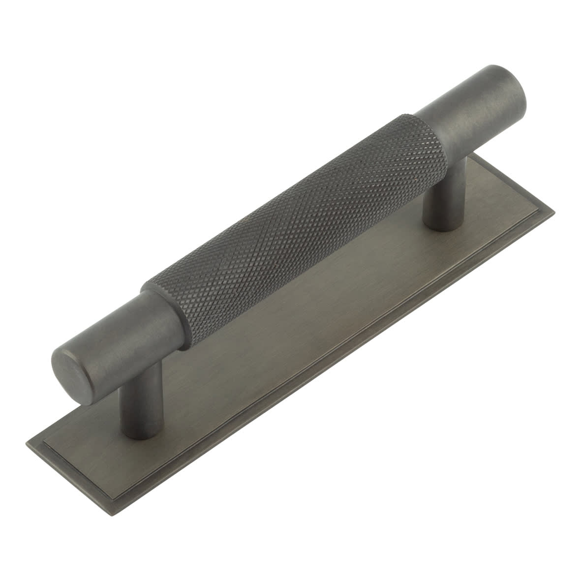 Taplow 18mm Knurled T-Bar Cabinet Pull Handle on Stepped Backplate - 96mm c/c - Dark Bronze 139768P