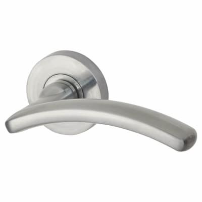 Satin Chrome Door Handles on Round Rose - Viper Range