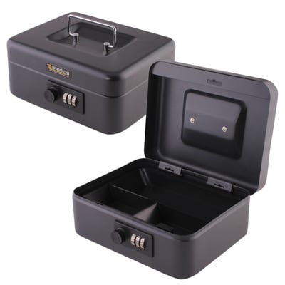 Cash Box with Combination Lock - 8" - Black