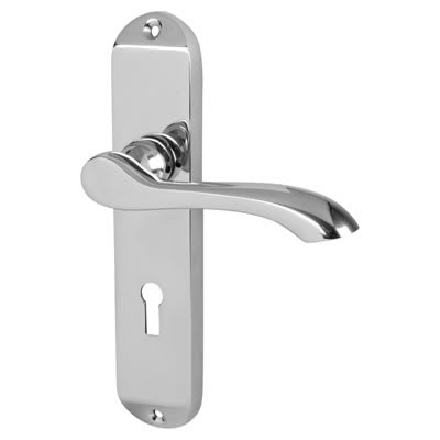 Polished Chrome Scroll Keyhole Lock Door Handles - Ancona Range - 180 x 39mm