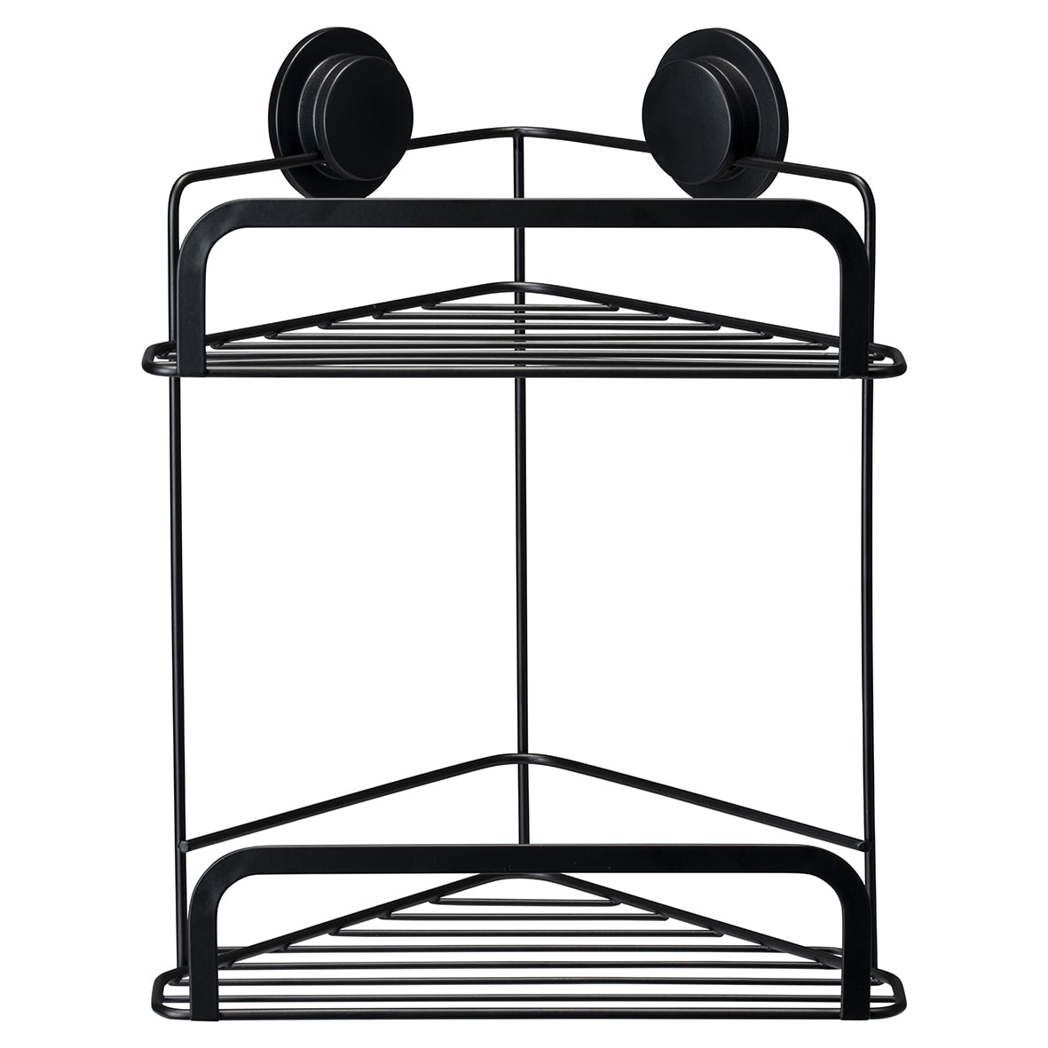 Stick 'N' Lock Corner Shower Basket - Two Tier - 291 x 260 x 166mm - Matt Black