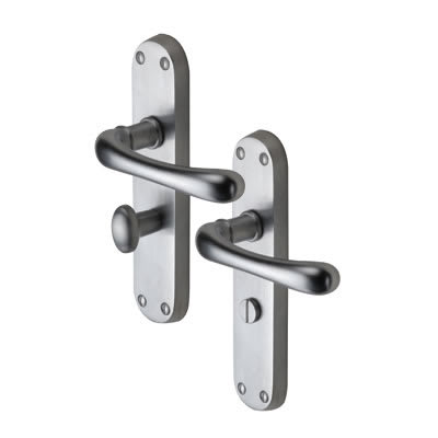Satin Chrome Bathroom Door Handles - Donna Range - 183 x 42mm