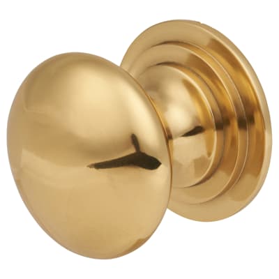 Victorian Turned Round Cabinet Knob - 32mm Diameter - Polished Brass
