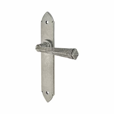Pewter Gothic Latch Door Handles - Long Plate - 247 x 44mm