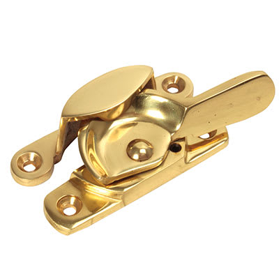 Heavy Duty 14mm Narrow Keep Locking Fitch Sash Window Fastener - 65 x 14mm - Polished Brass