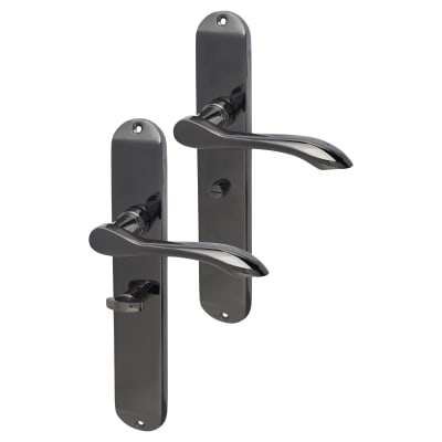 Black Nickel Bathroom Door Handles - Long Plate - Altea Range - 240 x 41mm