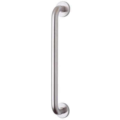Satin Stainless Steel 19mm D-Bar Door Pull Handle on Rose - Screw Fix - 425mm Centres