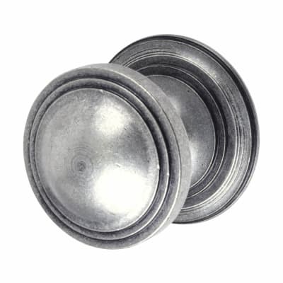 Pewter Round Art Deco Centre Door Knob - 90mm Rose Diameter