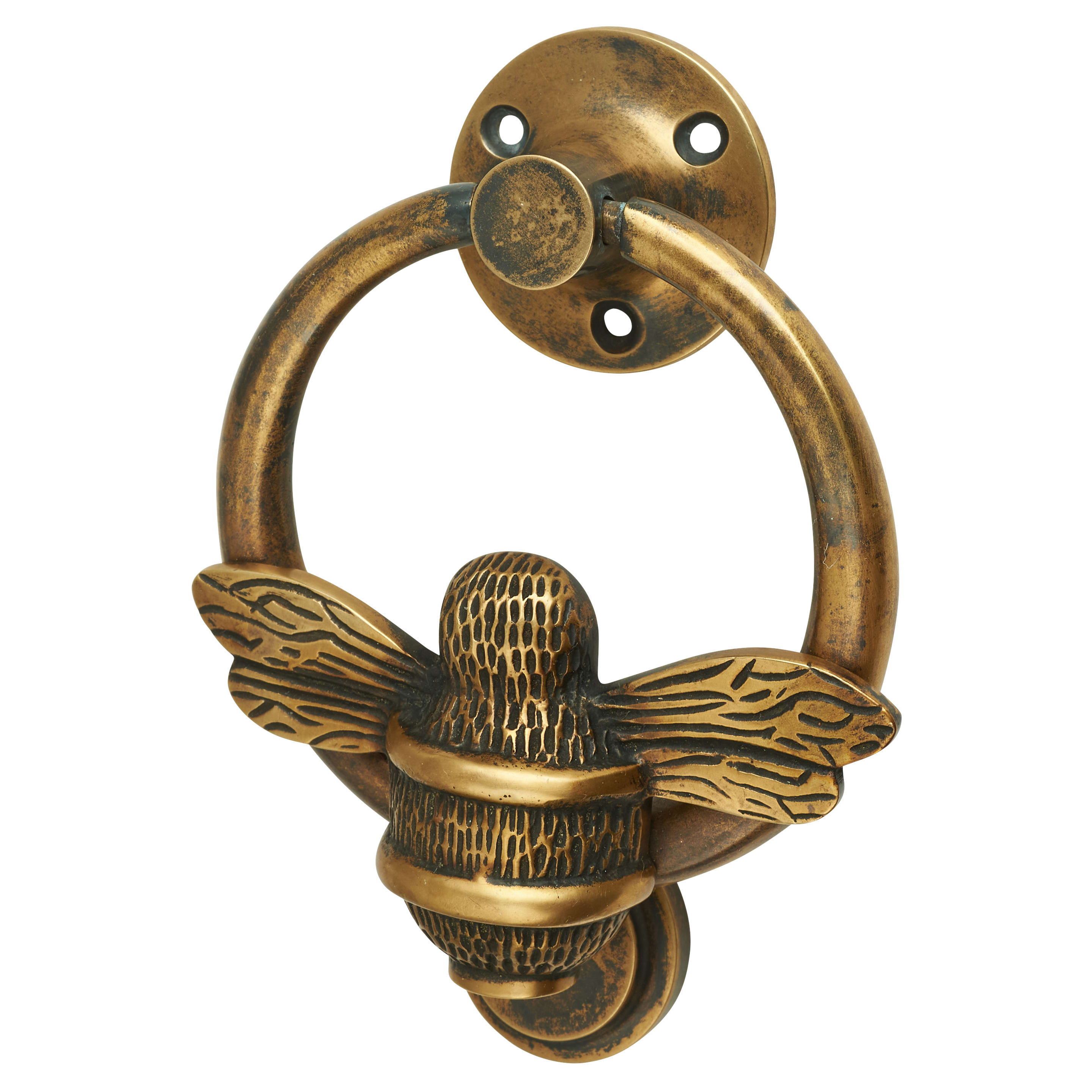 Bumble Bee Ring Door Knocker - Antique Brass - 129 x 101mm