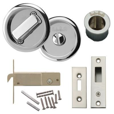 Round Flush Privacy Set with Bolt - Polished Chrome