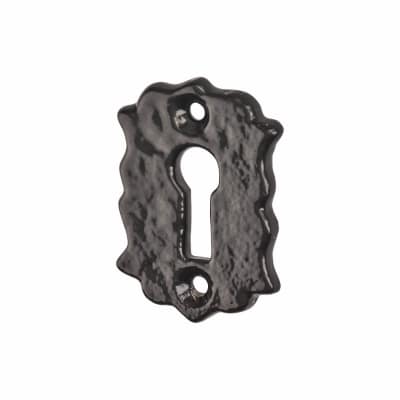 Floral Escutcheon - 48 x 32mm - Keyhole - Metalized Antique Black Iron