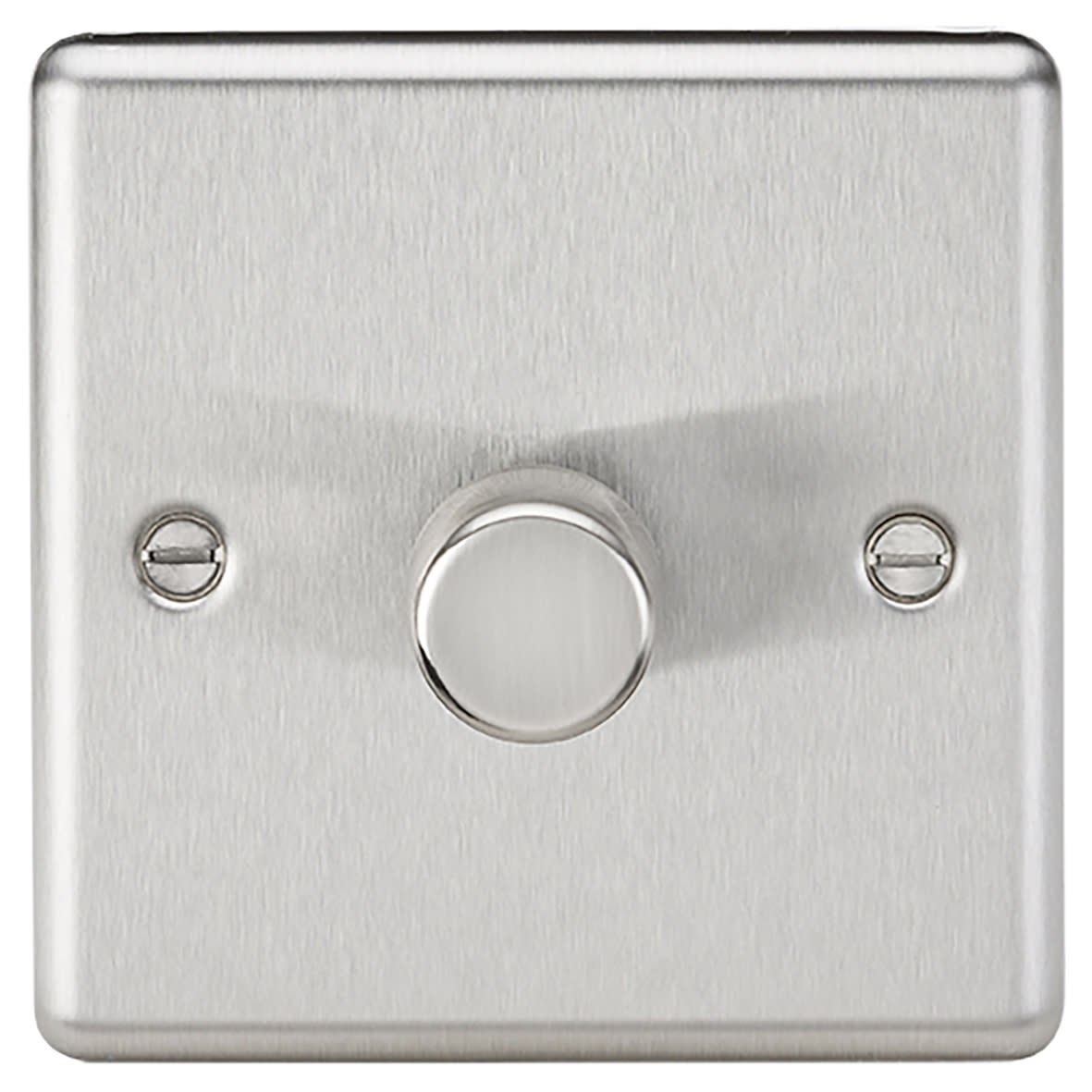 5-150W 1 Gang 2 Way Push On/Off Rotary Rounded Intelligent LED Dimmer - Brushed Chrome