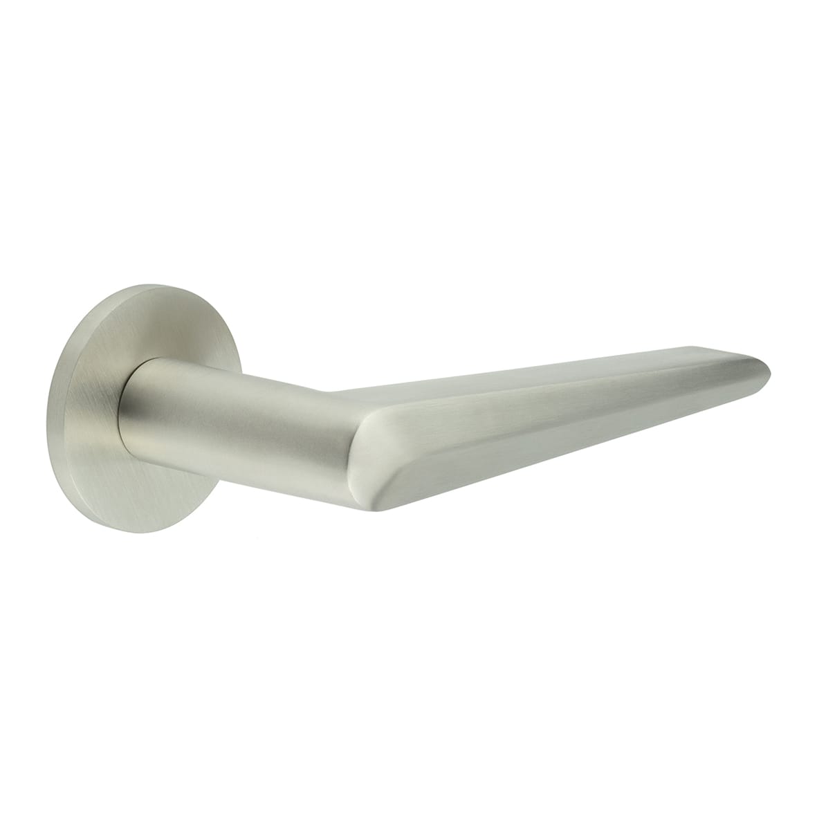 Satin Stainless Steel Sprung Fire Rated Door Handles on Round Rose - CR-107 Range