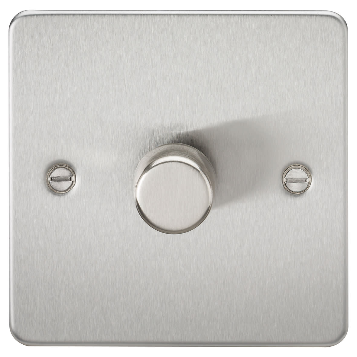 5-150W 1 Gang 2 Way Push On/Off Rotary Flat Intelligent LED Dimmer - Brushed Chrome