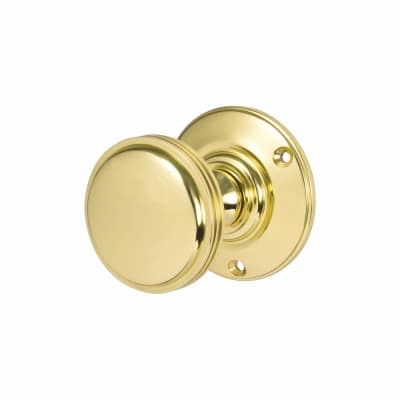 Marcus Polished Brass Mortice Door Knob - 69mm Rose Diameter - Richmond Range